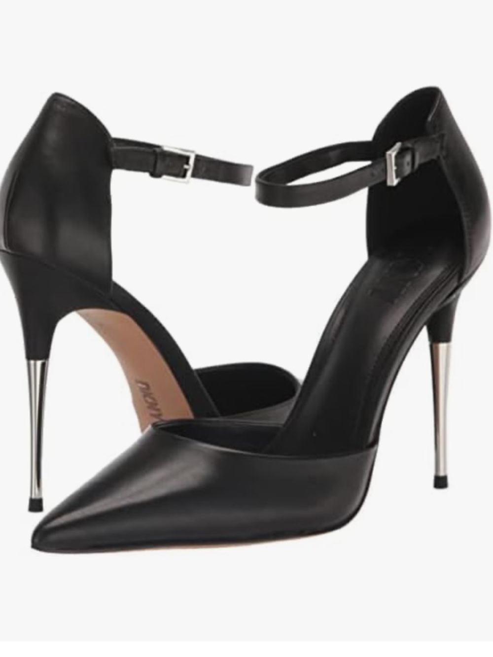 DKNY Vaeta metallic stiletto heels black leather size 11 NEW